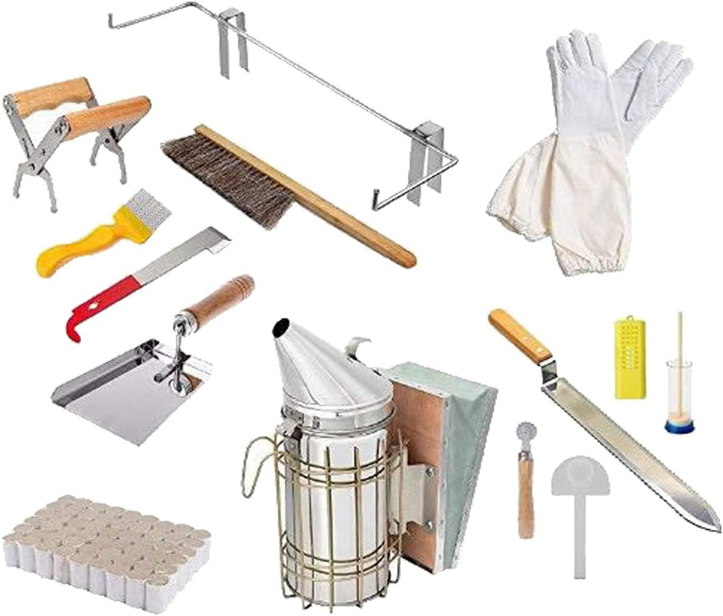 newmind 14x kit beekeeping equipment tools set kit supplies bee hive smoker brush tools