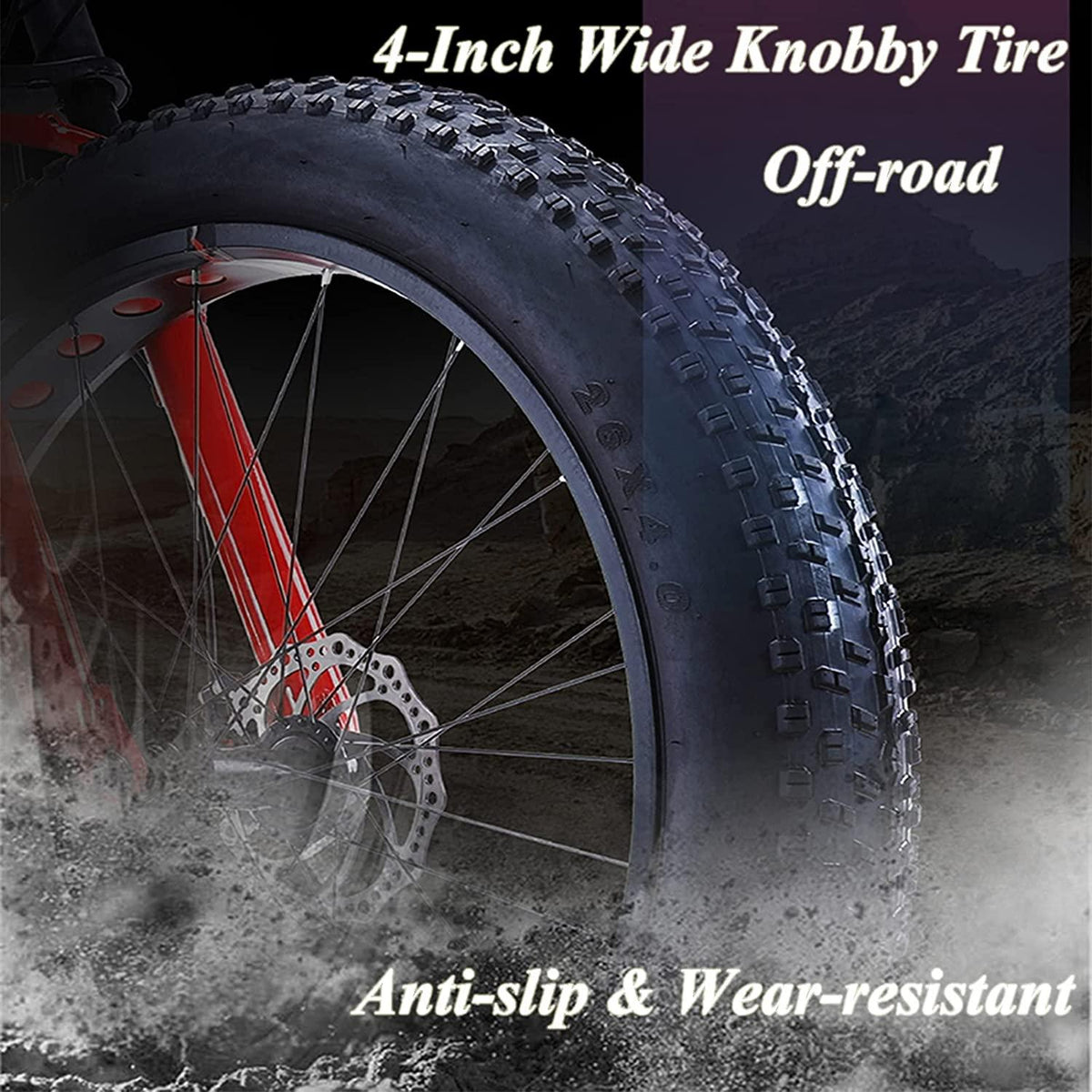 NENAGFat Tire Mountain Bike 26 Inch for Men and Women, 27 Speed Dual-Suspension Adult Mountain Trail Bikes with 4 Inch Knobby Tire, All Terrain Bicycle with Adjustable Seat &amp; Dual Disc Brake,White