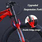NENAGFat Tire Mountain Bike 26 Inch for Men and Women, 27 Speed Dual-Suspension Adult Mountain Trail Bikes with 4 Inch Knobby Tire, All Terrain Bicycle with Adjustable Seat &amp; Dual Disc Brake,White