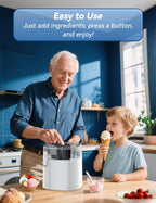 Ice Cream Maker, 1.5-Qt Ice Cream Machine and Frozen Yogurt Machine, 1.5-Qt Insulated Freezer Bowl, LCD Screen and Timer,  Results, Easy to Operate and Clean