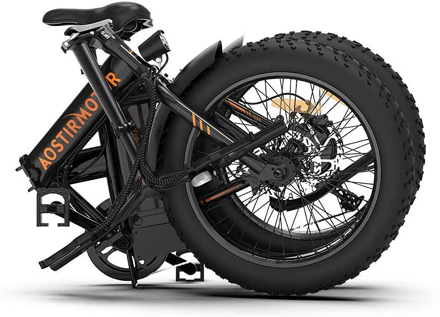 Aostirmotor Folding Electric Bike with 500W Motor 36V 13AH Removable Lithium Battery,20”4 inch Fat Tire Electric Bicycle,Ebike for Adults (Black)