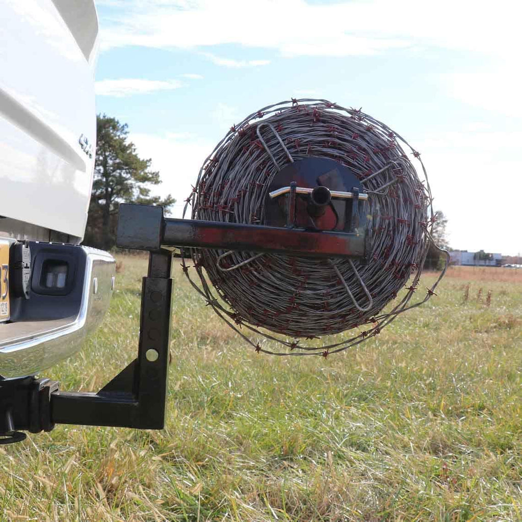 titan distributors inc. barbed wire unroller bolt on atv or 2" receiver hitch compatible and for fencing