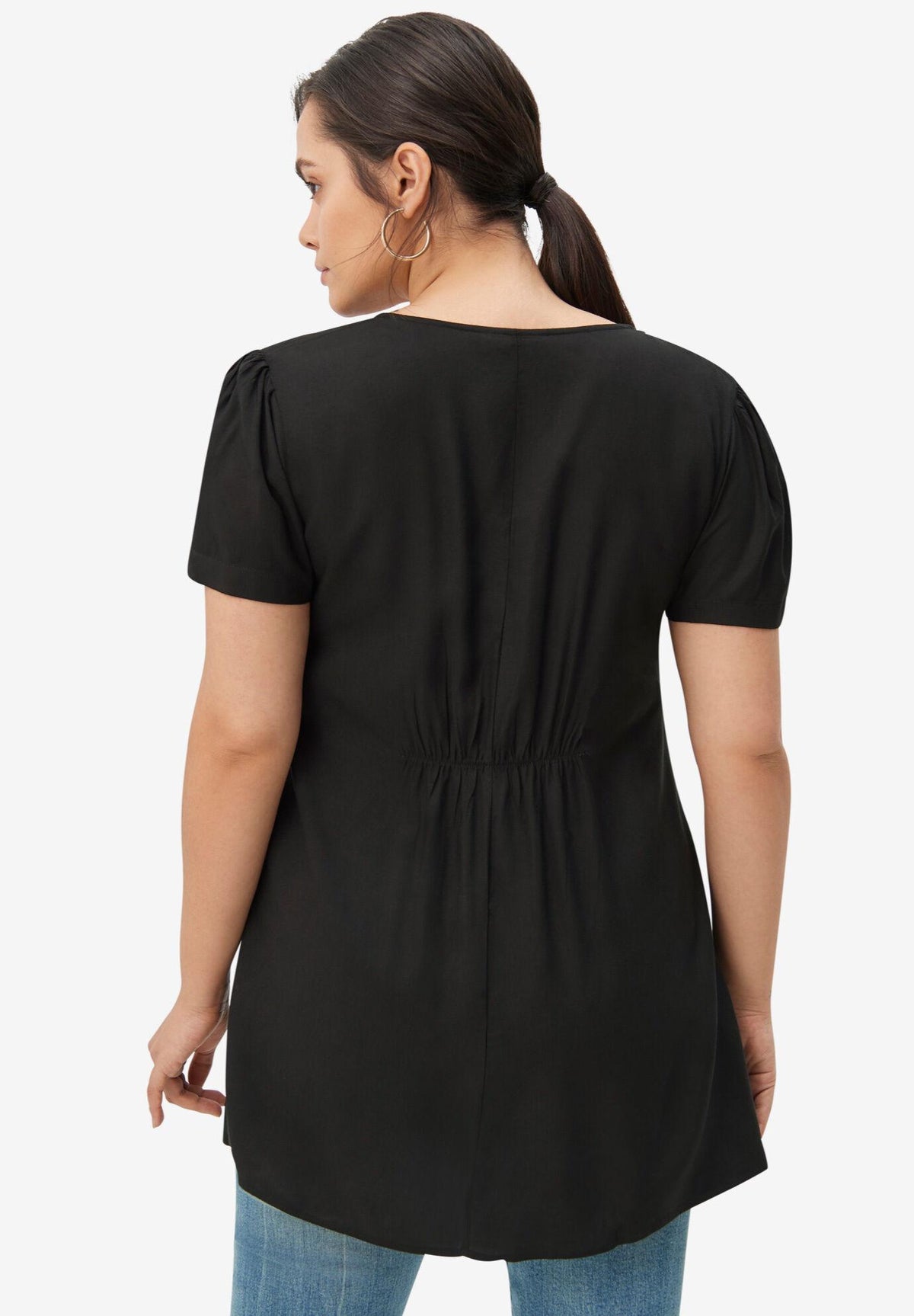 v-neck button-front tunic