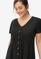 v-neck button-front tunic