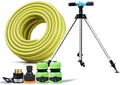 BBGS Garden Tripod Sprinkler with Hose, Lawn Sprinkler 360 Degree Rotating 3 Arms Automatic Water Sprinkler Bracket Garden Sprinkler System (Size : 30m)