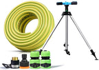 BBGS Garden Tripod Sprinkler with Hose, Lawn Sprinkler 360 Degree Rotating 3 Arms Automatic Water Sprinkler Bracket Garden Sprinkler System (Size : 30m)