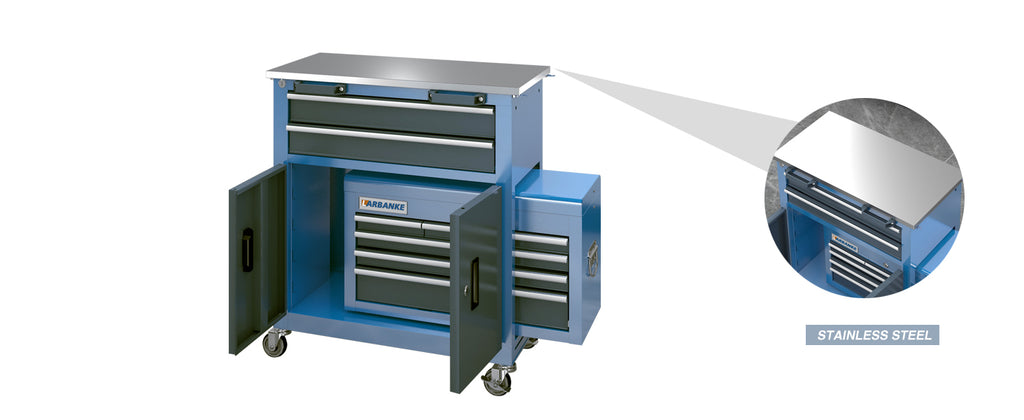 20 Drawer Rolling Tool Chest Combo,Tool Cabinet with  Countertop, Modular Tool Chest with LocDrawers and Connection Parts, 360° Swivel BraWheels & Padded Feet, Blue