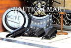NauticalMart Roman Black Muscle Armor Cuirass Set w/Helmet, Shield, Leg &amp; Arm Guard Medieval Halloween Costume