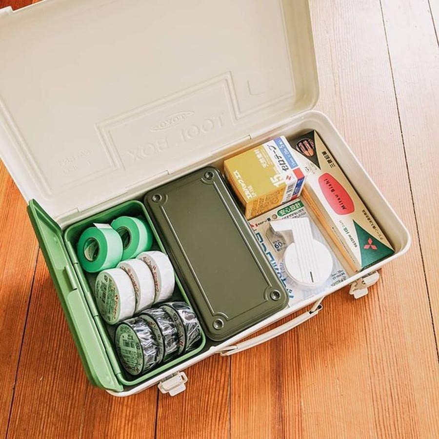 T-190 MG (MILITARY GREEN) H7.99×W4.29×D2.20inch Steel Trunk For Pegs, Metal fittings, Pen, Accessory, And Utility Knife Made In Japan