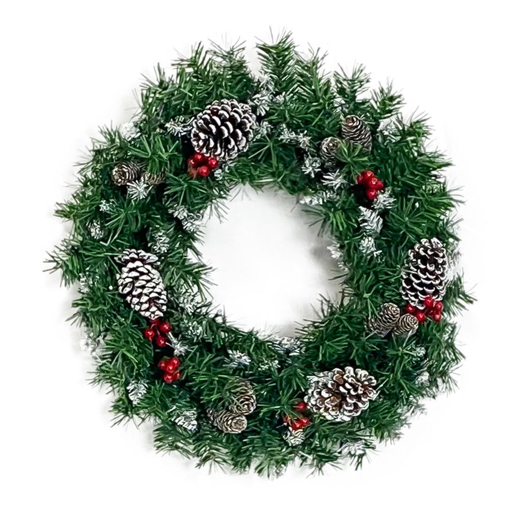 Pre-lit Artificial Christmas 4-Piece Set,Garland, Wreath and Set of 2 Entrance Trees