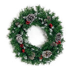 Pre-lit Artificial Christmas 4-Piece Set,Garland, Wreath and Set of 2 Entrance Trees