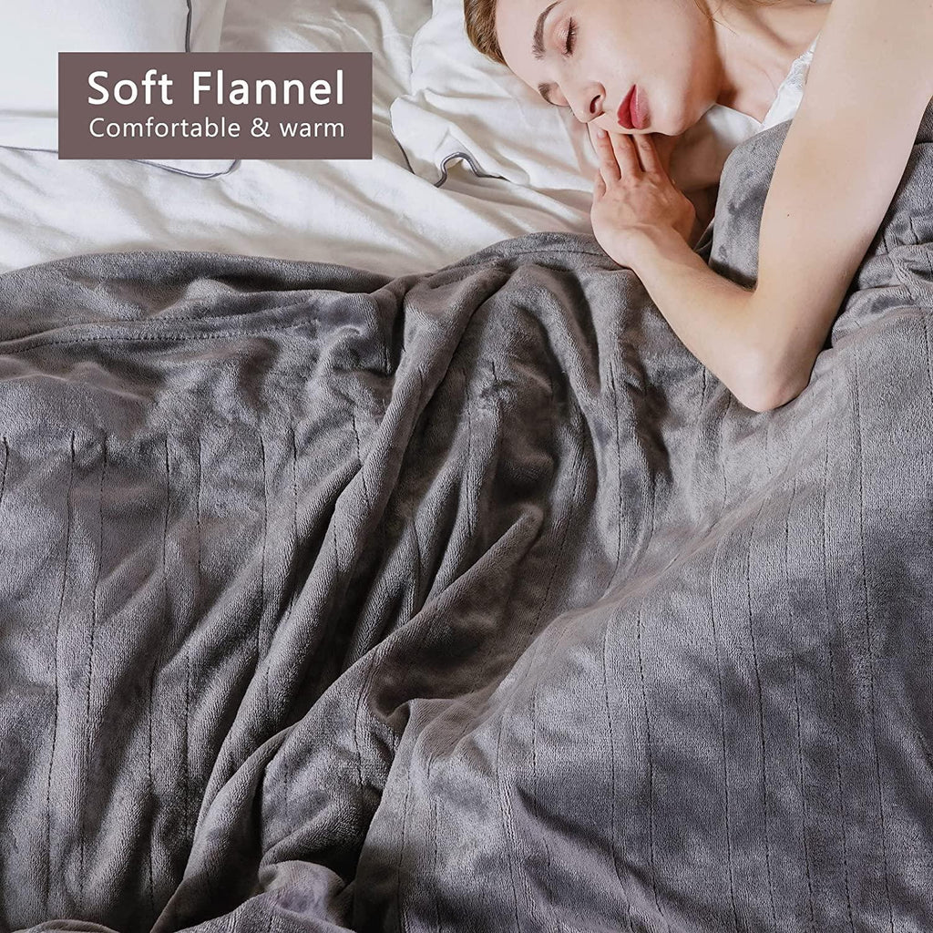 Size Heated Blanket (90" x 100") with 220g Double-Layer Soft Flannel, Dual Control Electric Heated Blankets for 89°F-108°F 10 Heating Levels, Grey Electric Blankets