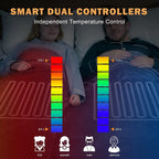 Size Heated Blanket (90" x 100") with 220g Double-Layer Soft Flannel, Dual Control Electric Heated Blankets for 89°F-108°F 10 Heating Levels, Grey Electric Blankets