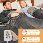Size Heated Blanket (90" x 100") with 220g Double-Layer Soft Flannel, Dual Control Electric Heated Blankets for 89°F-108°F 10 Heating Levels, Grey Electric Blankets
