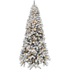 Fraser Hill Farm 6.5-Ft. Flocked Alaskan Pine Christmas Tree with Smart String Lighting
