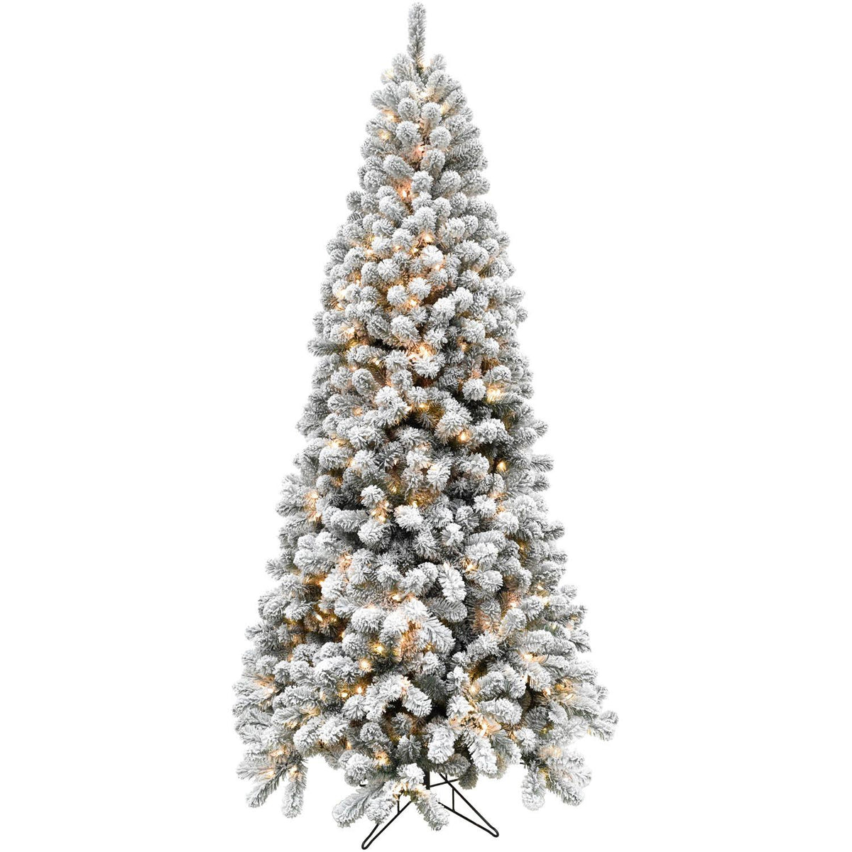 Fraser Hill Farm 6.5-Ft. Flocked Alaskan Pine Christmas Tree with Smart String Lighting