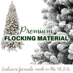 Fraser Hill Farm 6.5-Ft. Flocked Alaskan Pine Christmas Tree with Smart String Lighting
