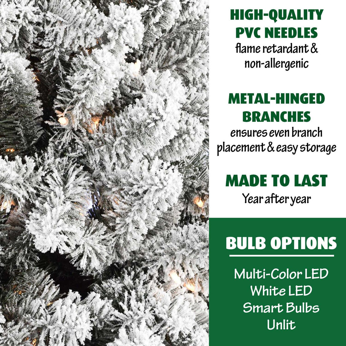 Fraser Hill Farm 6.5-Ft. Flocked Alaskan Pine Christmas Tree with Smart String Lighting