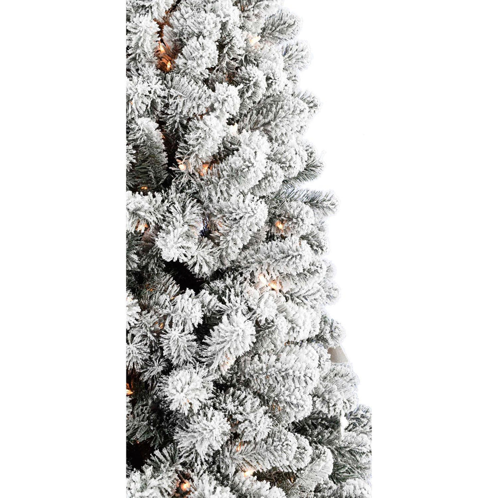 Fraser Hill Farm 6.5-Ft. Flocked Alaskan Pine Christmas Tree with Smart String Lighting