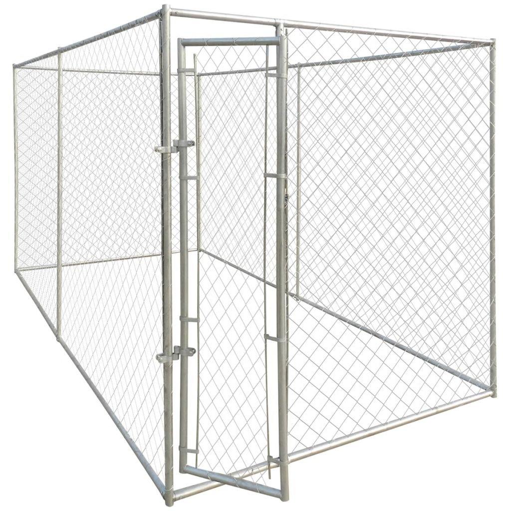 Tidyard 13'x6' Outdoor Dog Kennel with Chain-Link Mesh Sidewalls, Lockable Latch System for Dogs