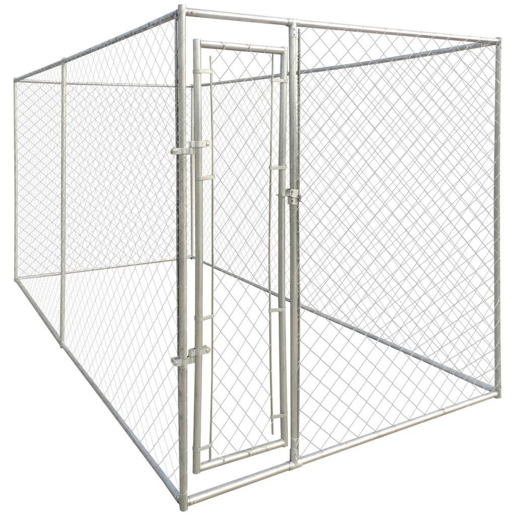 Tidyard 13'x6' Outdoor Dog Kennel with Chain-Link Mesh Sidewalls, Lockable Latch System for Dogs
