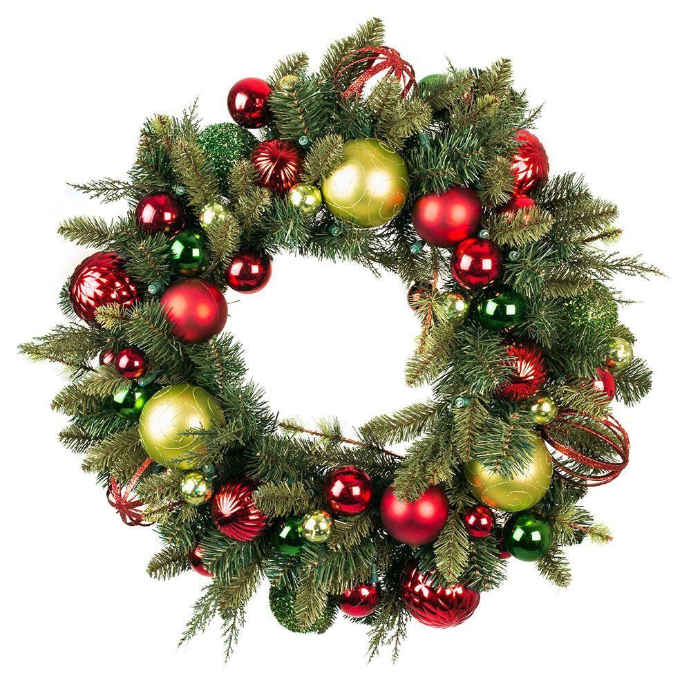 30 in. Artificial Pre-Lit LED Festive Holiday Wreath