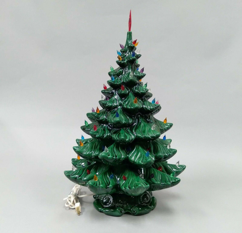 21 Atlantic Mold Green Ceramic Multi Color Light-Up Christmas Tree