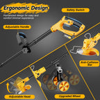 Electric Weed Wacker Cordless Weed Eater Battery Powered 21V, 4-in-1 Brush Cutter/String Trimmer/Grass Trimmer/Lawn Mower, 6 inch Lightweight Edger Stringless Weed Trimmer with Wheel &amp; Blade,2 Battery