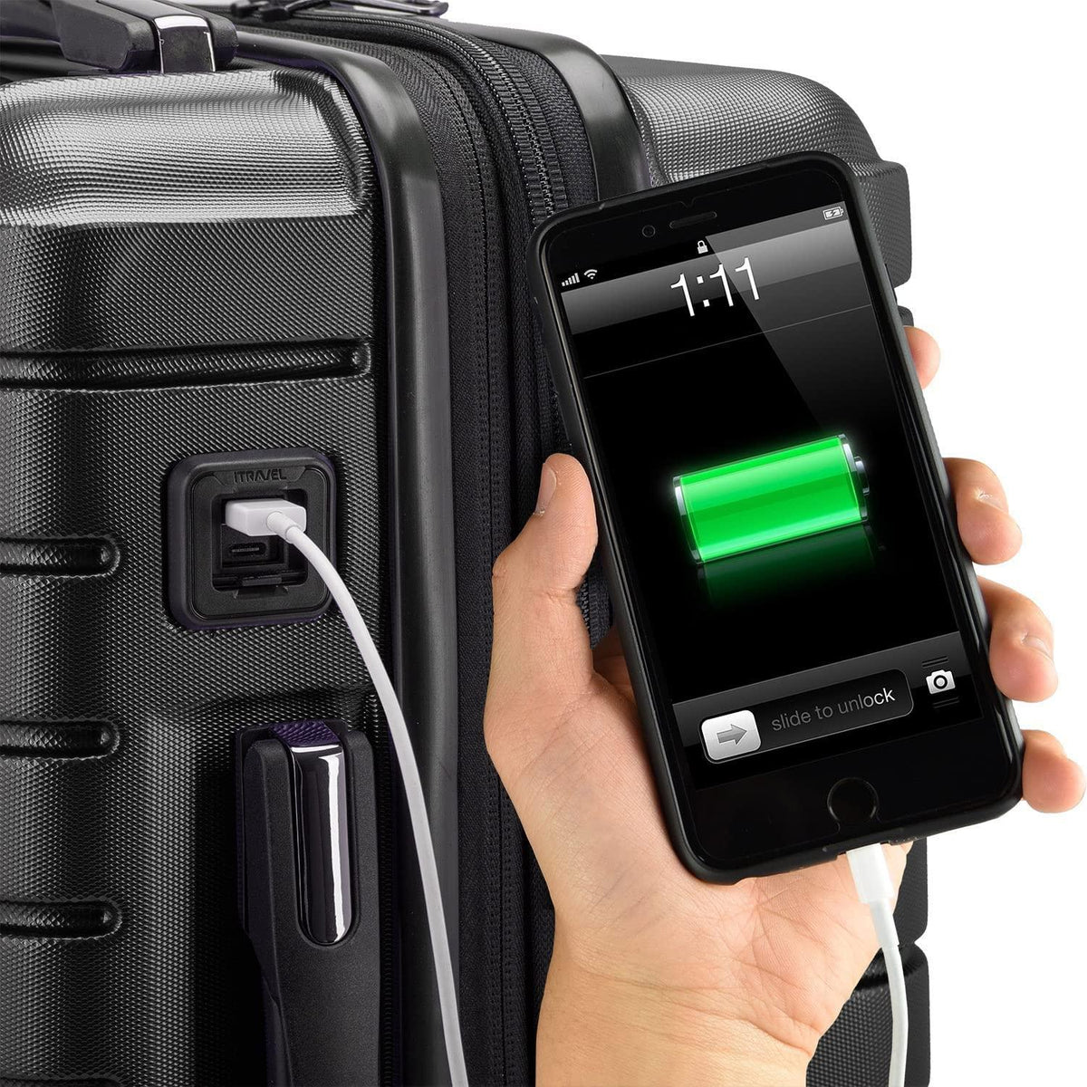 Archer Polycarbonate Hardside Spinner Luggage Set, Grey, Checked 29-Inch