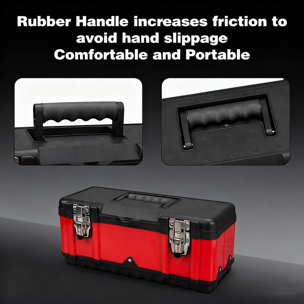 Tool Box 15.5 Inch Small Portable Tool Organizer Box with -in Short Non-slip Handle Car Box with Removable tray