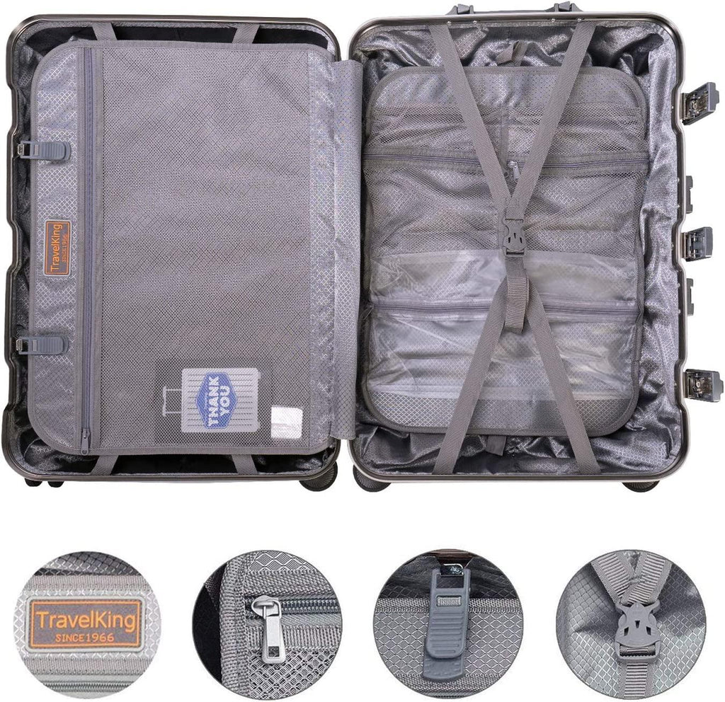 All Aluminum Luggage Carry On Spinner Hard Shell Suitcase Lightweight Metal Suitcases 20“ &amp; 28 Inch Luggage Set