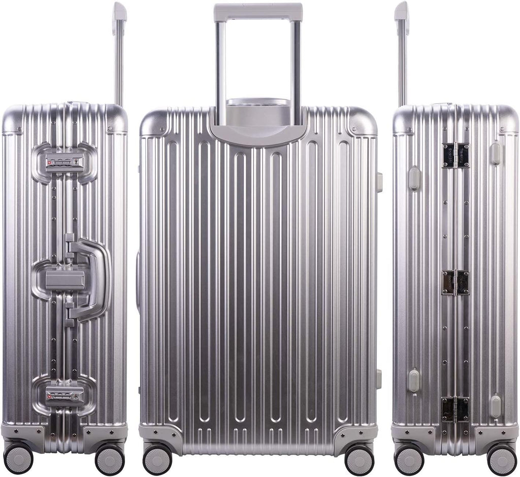 All Aluminum Luggage Carry On Spinner Hard Shell Suitcase Lightweight Metal Suitcases 20“ &amp; 28 Inch Luggage Set