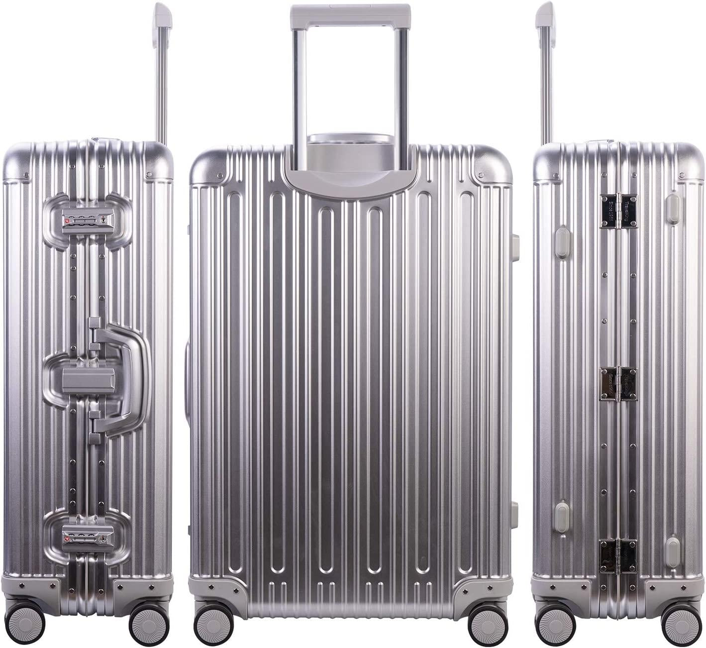 All Aluminum Luggage Carry On Spinner Hard Shell Suitcase Lightweight Metal Suitcases 20“ &amp; 28 Inch Luggage Set