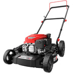21" Gas Lawn Mower, 144cc Engine, 2-in-1 Mulching &amp; Side Discharge, 6-Position Height Adjustment, Foldable Handles for Lawn, Yard, and Garden Maintenance