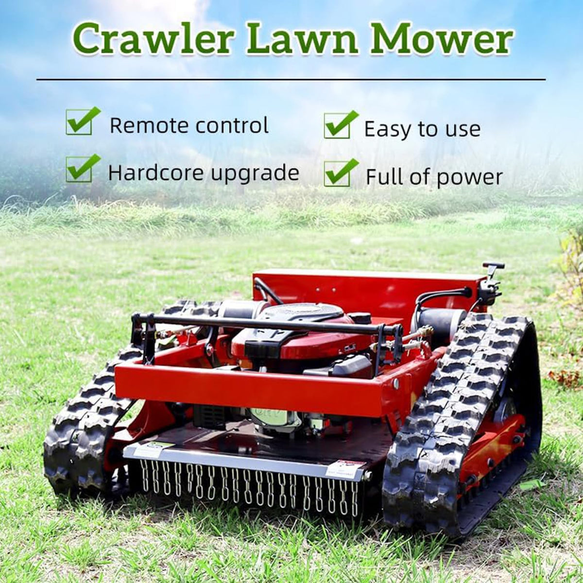 Remote Control Lawn Mower, Adjustable Cutting Height, Automatic Track Lawn Mower for 45° Slope, All-Terrain for Steep Slopes Tall Grass LarLawns