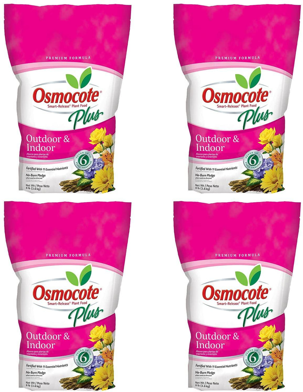 osmocote smart release plant food plus outdoor &amp; indoor, plant fertilizer, 8 lbs. (4-pack)