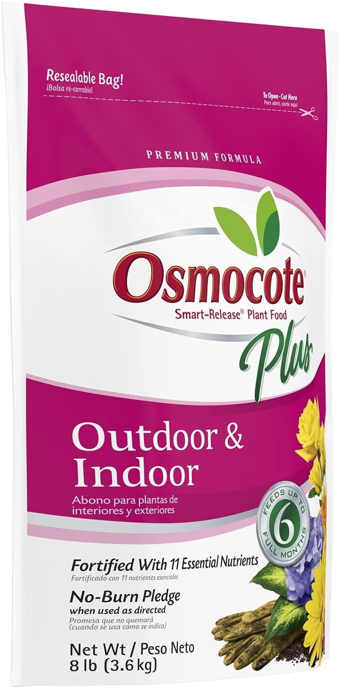 osmocote smart release plant food plus outdoor &amp; indoor, plant fertilizer, 8 lbs. (4-pack)