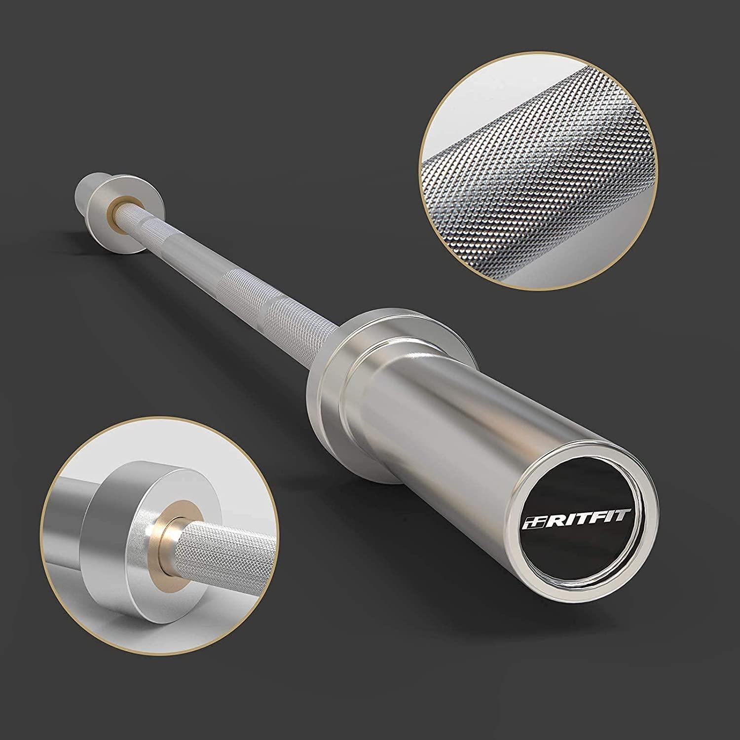 RitFit 4 Ft., 5 Ft., 6 Ft. Olympic Barbell Bar, General Purpose Weight Bar Suitable for Olympic Lifts and Power Lifts