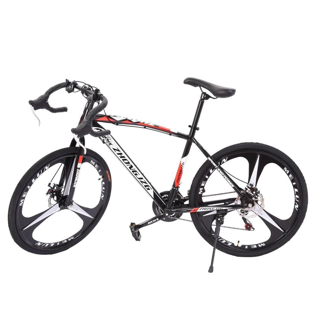 WJHWSW Lightweight Aluminum Road Bike 26in 21 Speed Disc Brakes 700c Wheels Full Suspension Bike Road Bicycles Commuter Bikes for Mens/Womens White