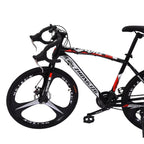 WJHWSW Lightweight Aluminum Road Bike 26in 21 Speed Disc Brakes 700c Wheels Full Suspension Bike Road Bicycles Commuter Bikes for Mens/Womens White