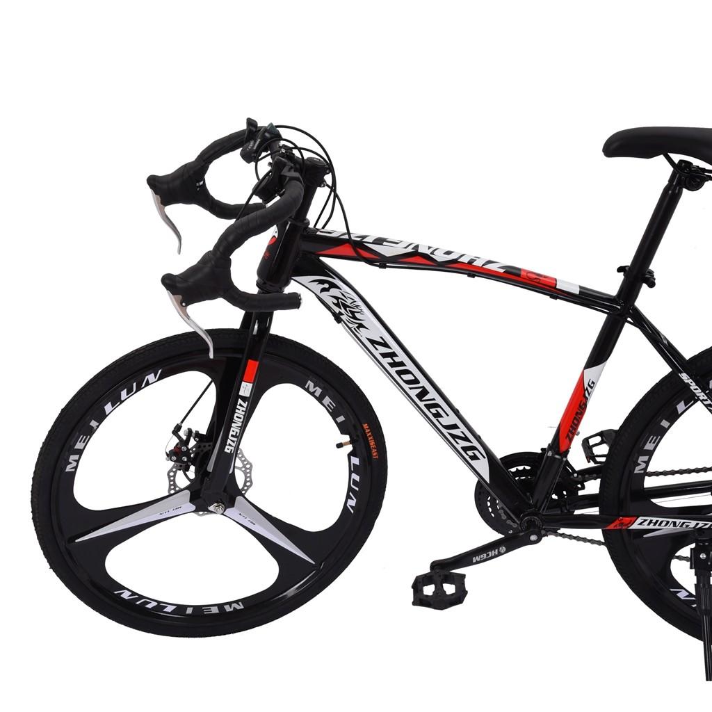 WJHWSW Lightweight Aluminum Road Bike 26in 21 Speed Disc Brakes 700c Wheels Full Suspension Bike Road Bicycles Commuter Bikes for Mens/Womens White