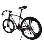 WJHWSW Lightweight Aluminum Road Bike 26in 21 Speed Disc Brakes 700c Wheels Full Suspension Bike Road Bicycles Commuter Bikes for Mens/Womens White