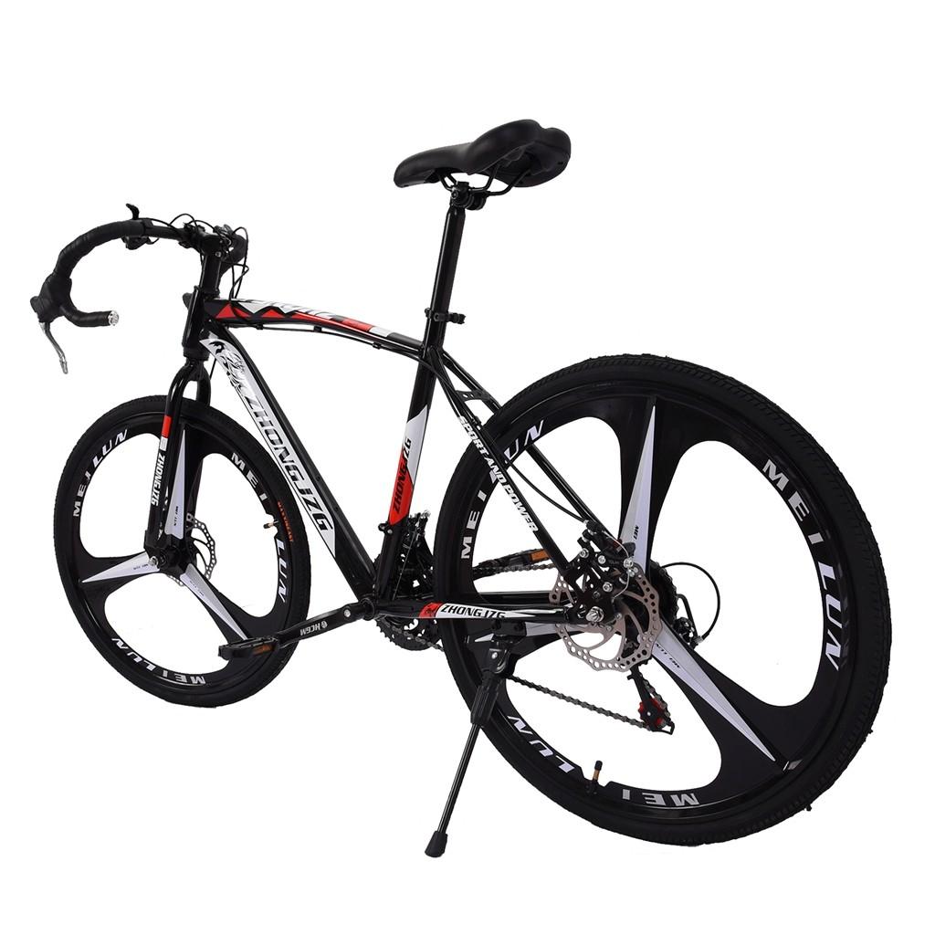 WJHWSW Lightweight Aluminum Road Bike 26in 21 Speed Disc Brakes 700c Wheels Full Suspension Bike Road Bicycles Commuter Bikes for Mens/Womens White
