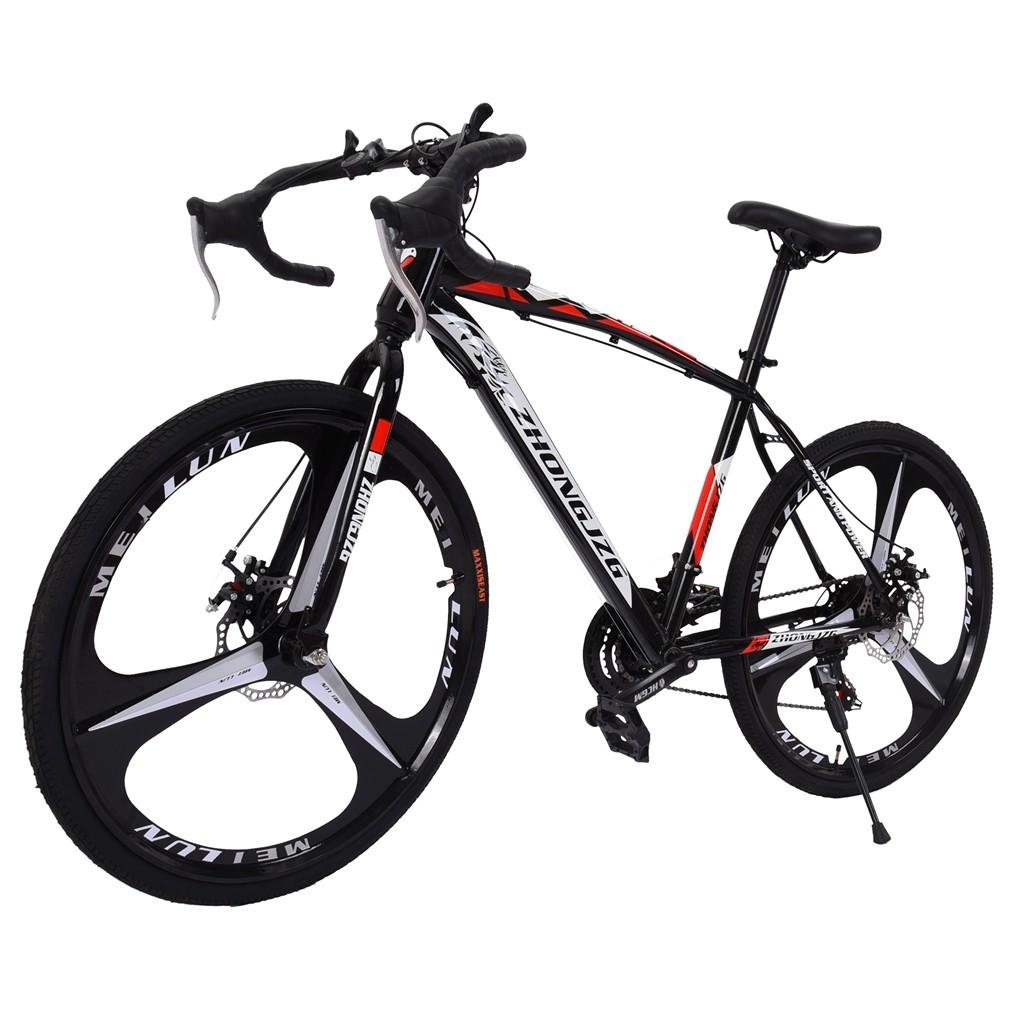 WJHWSW Lightweight Aluminum Road Bike 26in 21 Speed Disc Brakes 700c Wheels Full Suspension Bike Road Bicycles Commuter Bikes for Mens/Womens White