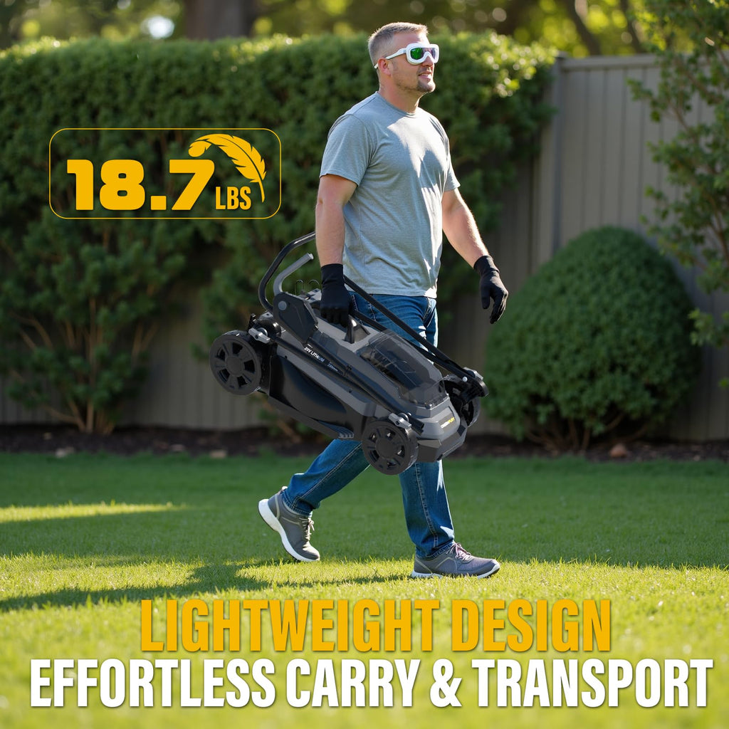 Cordless Lawn Mower Compatible with Dewalt 20V MAX Battery (Tool Only) | 13" Deck, Brushless Motor, 5-Position Height Adjust, 8 Gal Bag, Ideal for Small Yards