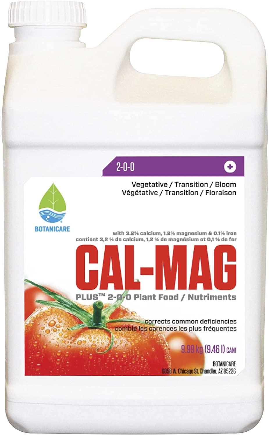 botanicare hgc732120 cal-mag plus, a calcium, magnesium, and iron plant supplement, corrects common plant deficiencies, add to water or use as a spray, 2-0-0 npk, 2.5 gallon
