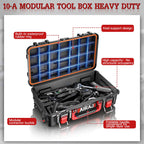 Rolling Tool Box with Wheels Heavy Duty,Modular Stackable Tool Box Organizer,Waterproof Toolbox for Hand/Power Tools,Removable Divider/Parts Box,All-terrain Durable Wheels,Telescopic Pull Rod Handle