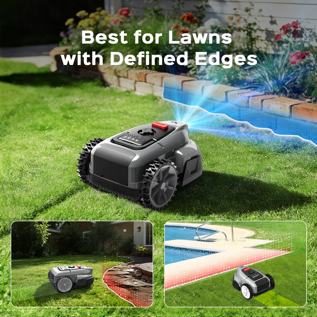 2026  V3 Robotic Lawn Mower, AI Vision Recognition Robot Lawn Mower with APP Control, Low-Noise Operation, Adjustable Cutting Height, No-Go Zones, for Small Lawns Up to 1600 Sq.Ft.