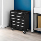 5-Drawer Rolling Tool Chest w/Drawers & Lock, Tool StoraCabinet with Lockable Wheels, Top Cushion & Drawer Liners, Tool Organizer Box for Garage, Warehouse & Repair Sho