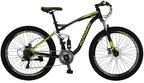 EUROBIKE OBK E7 Mountain Bike 21 Speed Bicycle 27.5” Full Suspension Mens Bikes Daul Disc Brakes MTB (Yellow)